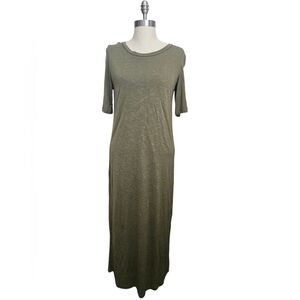 LILA ROSE Olive Green Maxi Slub T-Shirt Dress | SZ M
